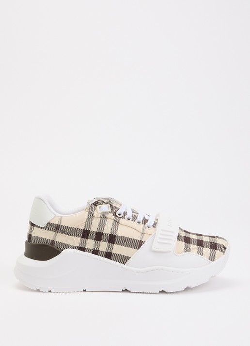 Burberry Sneaker met details van kalfsleer en ruitdessin