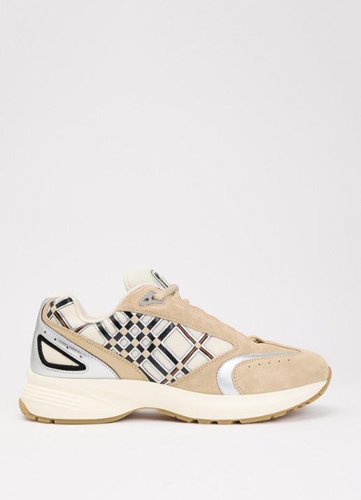 Burberry Sneaker met kalfssuède details - voorkant 5 beige