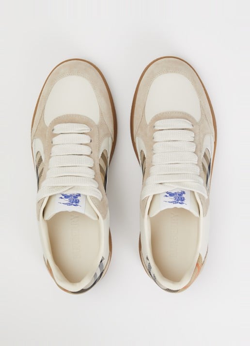 Burberry Sneaker van kalfsleer met kalfssuède details - detail 2 beige