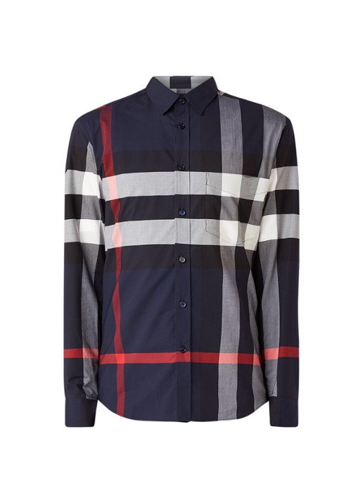 Burberry Somerton slim fit overhemd met ruitdessin - voorkant 3 blauw