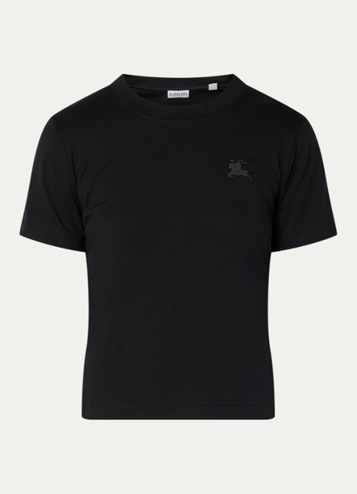 Burberry T-shirt met logoborduring - voorkant 2 zwart
