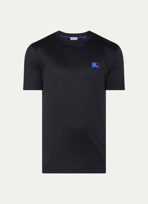 Burberry T-shirt met logoborduring - voorkant 4 zwart