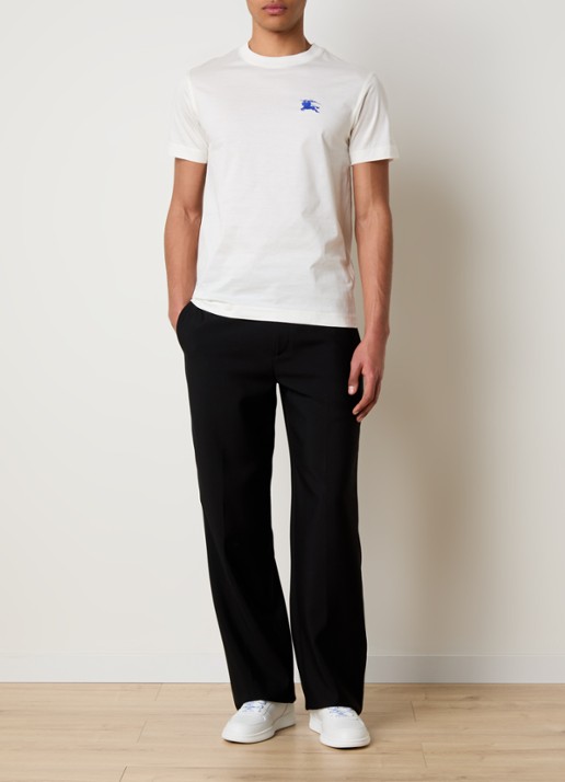 Burberry T-shirt met logoborduring - voorkant 5 wit