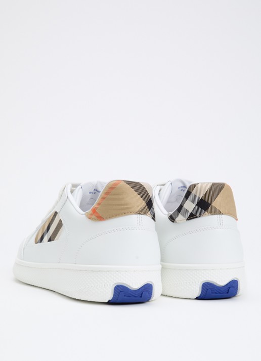 Burberry Terrace sneaker van kalfsleer met ruitdessin - achterkant 5 wit