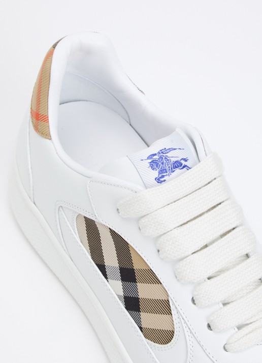 Burberry Terrace sneaker van kalfsleer met ruitdessin - detail 4 wit