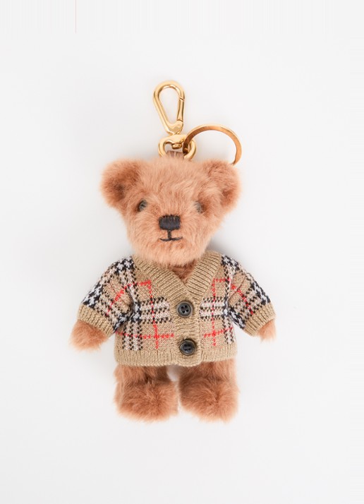 Burberry Thomas Cardigan Bear tasbedel van imitatiebont - voorkant beige