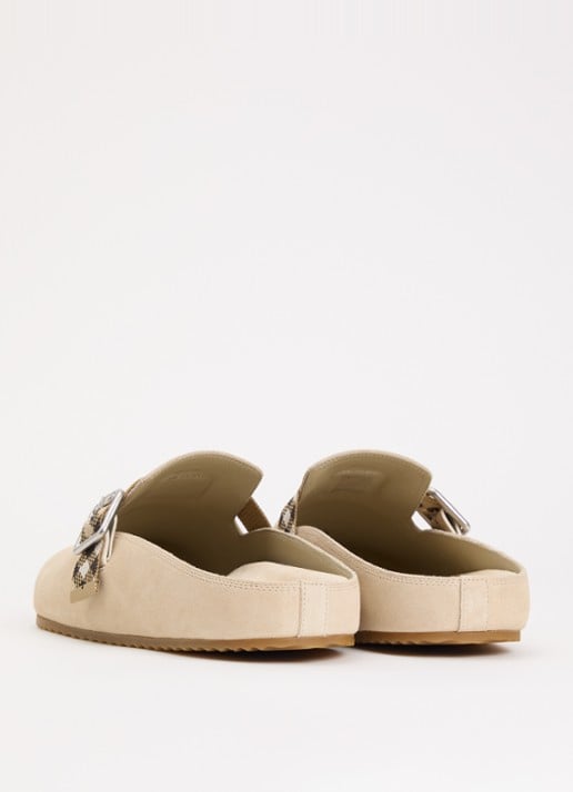 Burberry Urchin muiltje van suède met gespdetail - achterkant beige