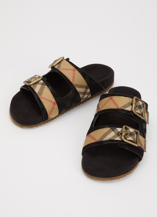 Burberry Urchin sandaal met ruitdessin - detail zwart