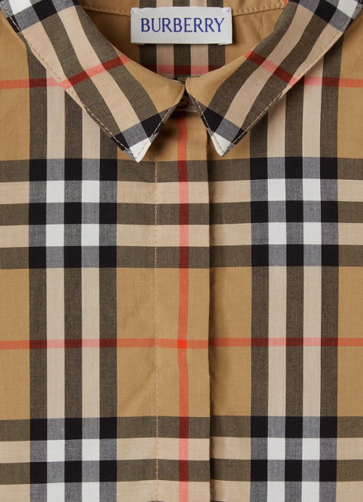 Burberry Winifred jurk met ruitdessin - detail camel