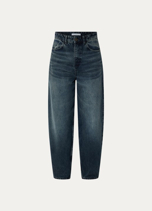 by-bar Baloe high waist wide fit jeans met donkere wassing - voorkant 2 indigo