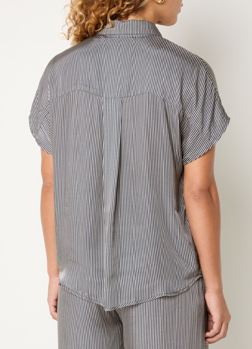 by-bar Barley blouse met streepprint - achterkant 4 antraciet