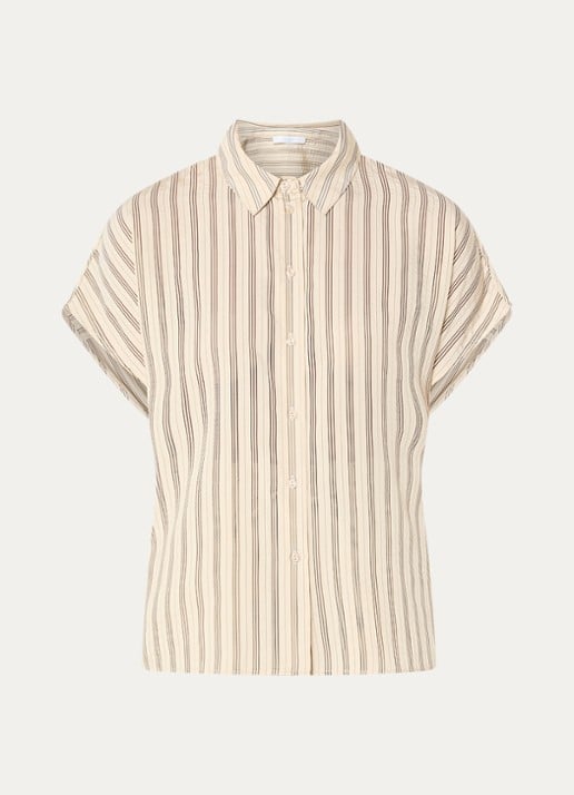 by-bar Barley blouse met streepprint - voorkant vanillegeel