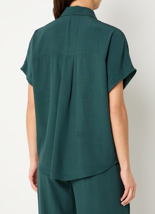 by-bar Barley blouse van crêpe  - achterkant 3 zeegroen