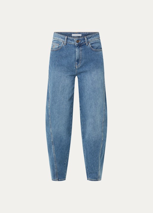 by-bar Begum high waist loose fit jeans met medium wassing - voorkant 4 indigo