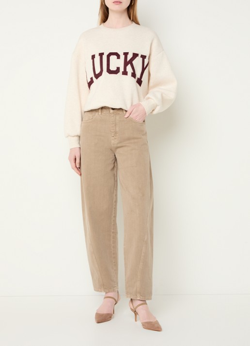 by-bar Begum high waist straight leg jeans met gekleurde wassing - voorkant 2 zand