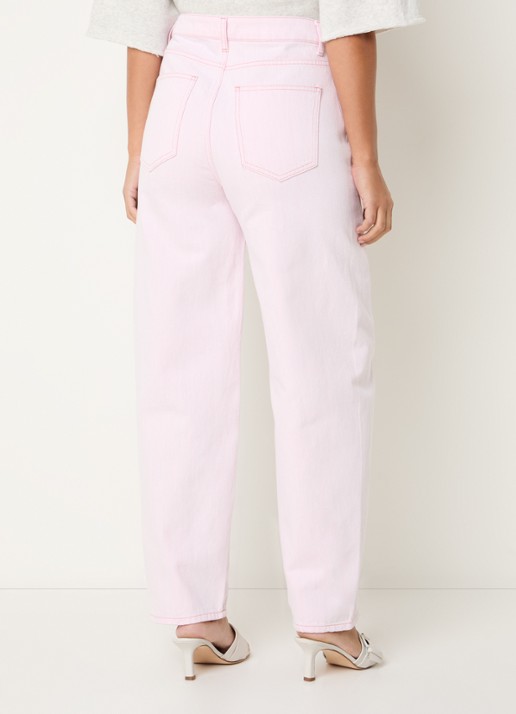 by-bar Begum high waist straight leg jeans met gekleurde wassing - achterkant lichtroze
