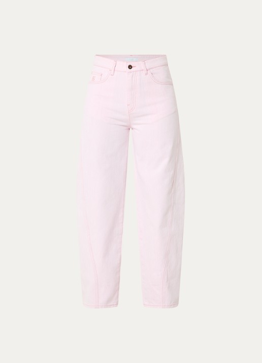 by-bar Begum high waist straight leg jeans met gekleurde wassing - voorkant 2 lichtroze