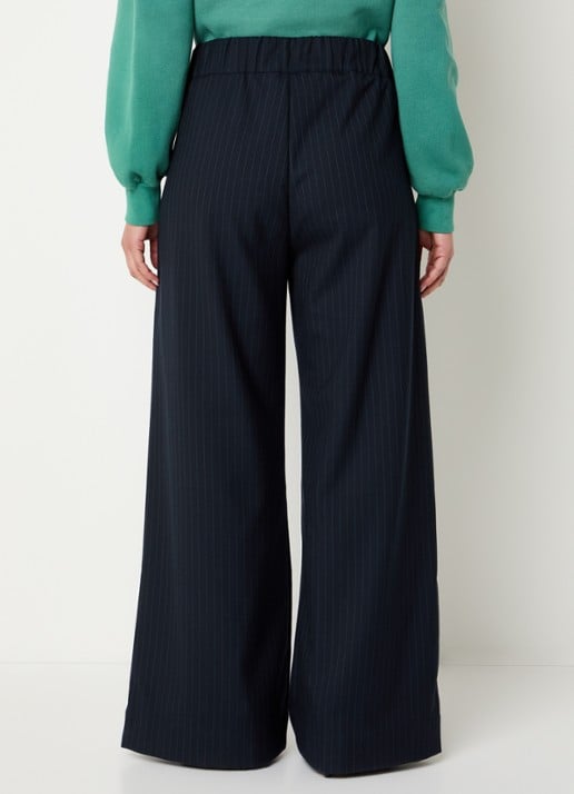 by-bar Benji high waist loose fit palazzo broek met steekzakken - achterkant 2 donkerblauw