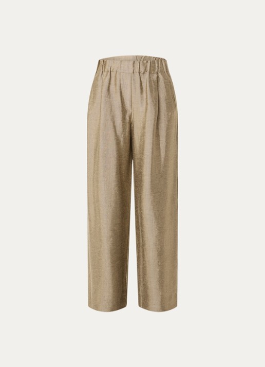 by-bar Benji high waist loose fit pantalon met lurex - voorkant 2 zand