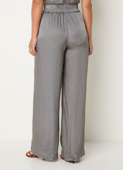 by-bar Benji high waist loose fit pantalon met streepprint - achterkant antraciet