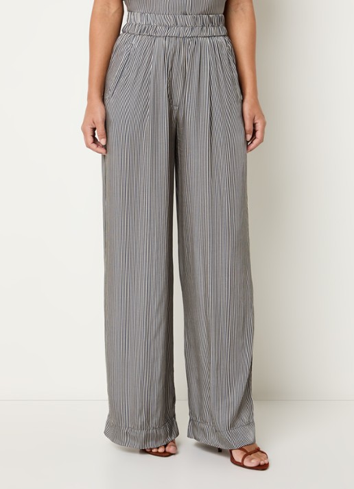 by-bar Benji high waist loose fit pantalon met streepprint