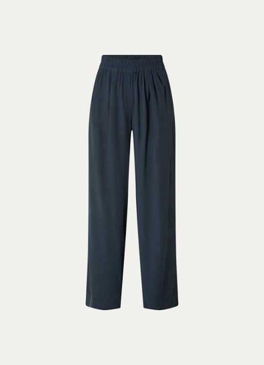 by-bar Benji high waist wide fit broek met steekzakken  - voorkant donkergrijs