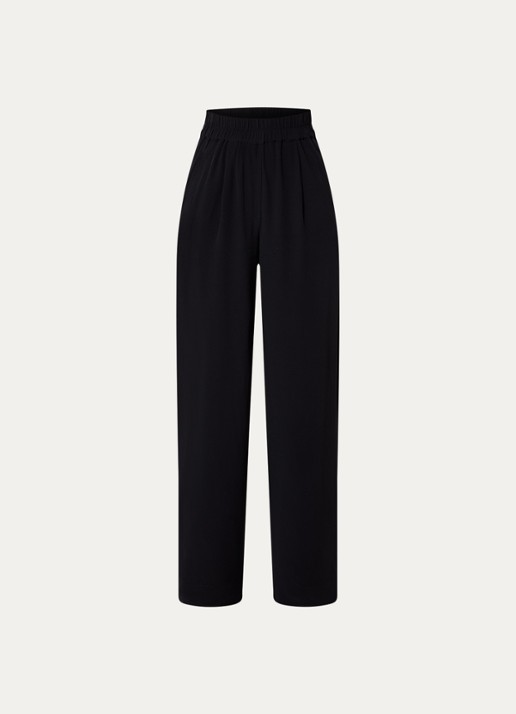 by-bar Benji high waist wide fit pantalon met steekzakken - voorkant 3 zwart