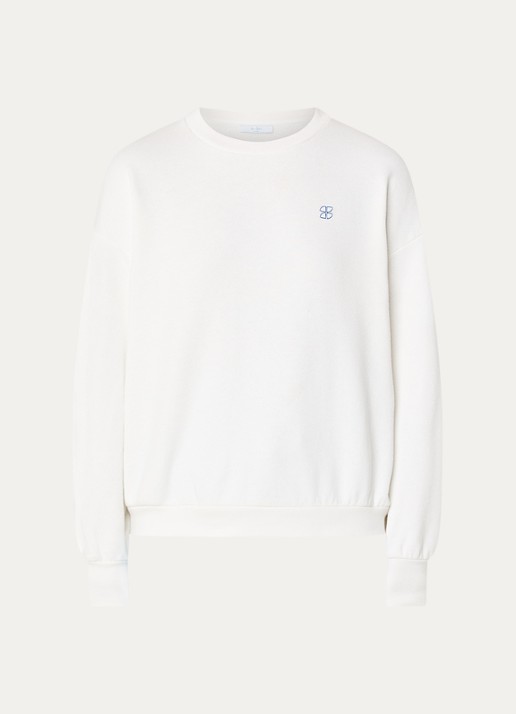 by-bar Bibi sweater met borduring en backprint - voorkant gebroken wit