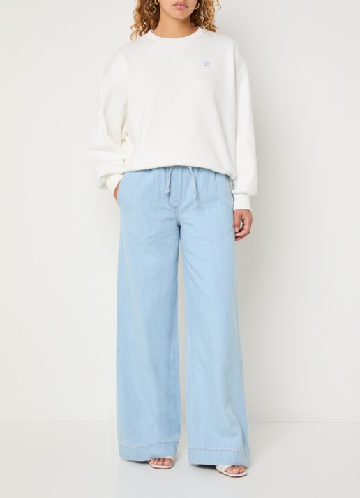 by-bar Bibi sweater met borduring en backprint - voorkant 2 gebroken wit
