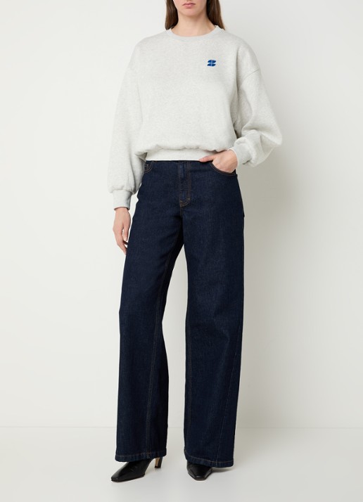 by-bar Bibi sweater met front- en backprint - voorkant 3 grijsmele