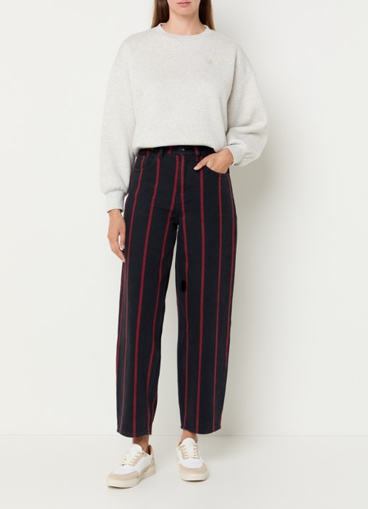 by-bar Bibi sweater met logo- en backprint - voorkant 2 grijsmele