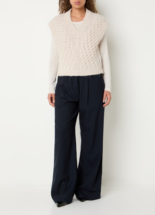 by-bar Blake grofgebreide spencer in alpaca wolblend - voorkant 2 creme