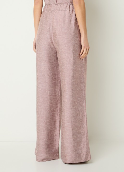 by-bar Celin high waist loose fit broek met gemêleerd dessin - achterkant oudroze