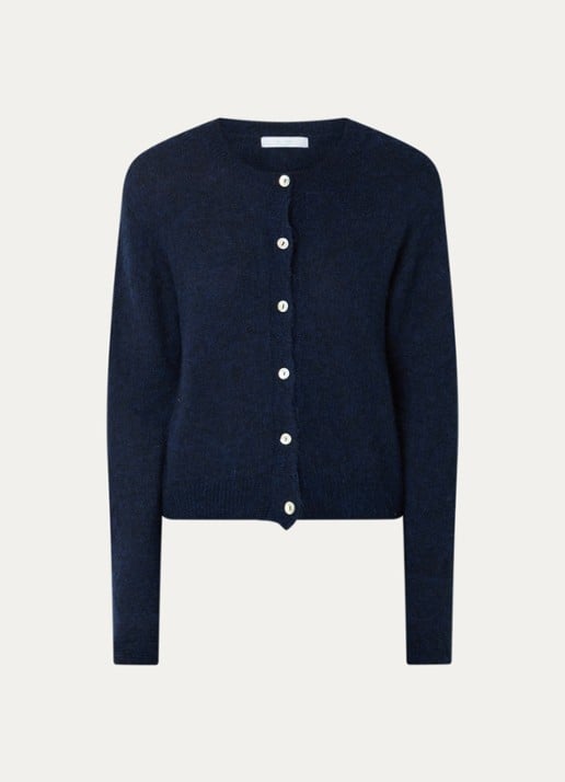by-bar Cleo fijngebreid vest in alpaca wolblend - voorkant 2 donkerblauw