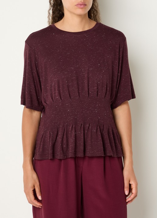 by-bar Diva T-shirt met plooidetail en lurex