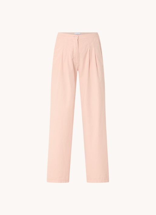 by-bar Dune high waist wide fit chino met steekzakken - voorkant 3 zalmroze