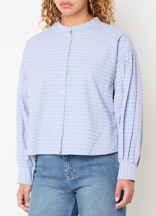 by-bar Ella blouse met ruitdessin