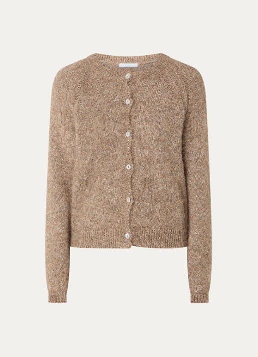 by-bar Falon grofgebreid vest in alpaca wolblend - voorkant 2 zand