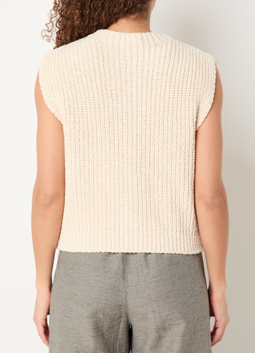 by-bar Fijngebreid gilet met ribstructuur - achterkant 4 beige