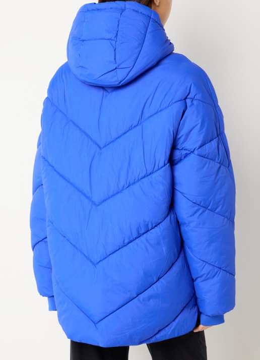 by-bar Franky gewatteerde jas met steekzakken - achterkant blauw