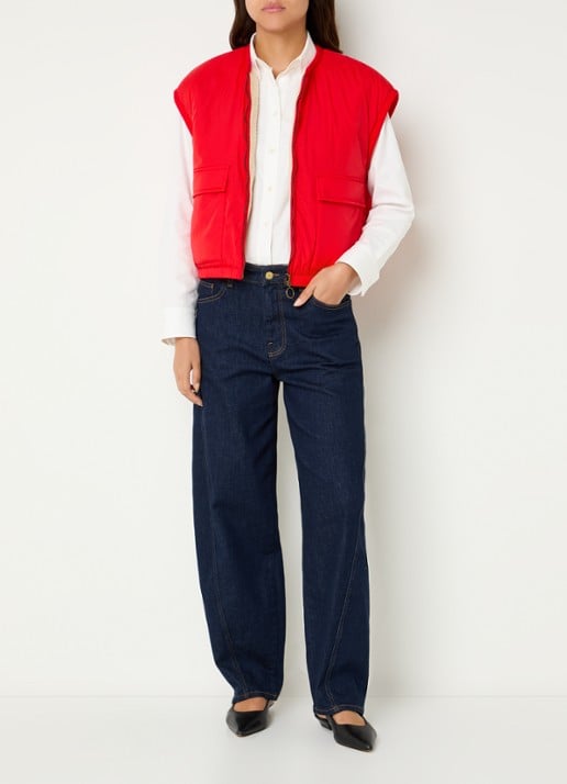 by-bar Gio gewatteerde bodywarmer met klepzakken - voorkant 4 rood