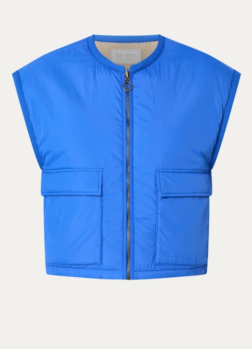 by-bar Gio gewatteerde bodywarmer met klepzakken - voorkant 2 blauw