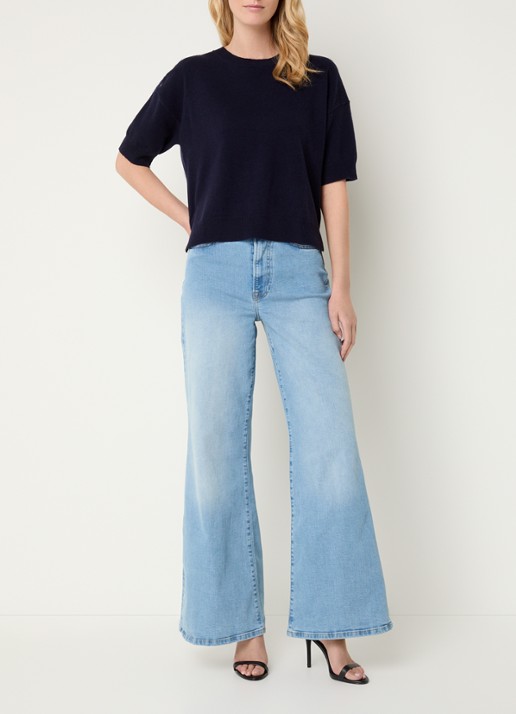 by-bar Holly fijngebreide top van merino wol - voorkant 4 donkerblauw