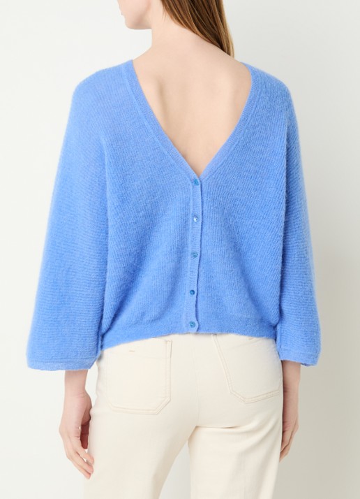 by-bar Indra grofgebreid vest in alpaca wolblend - detail 5 blauw