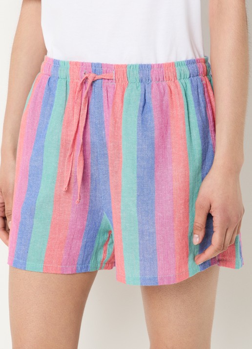 by-bar Isa high waist straight fit korte broek met streepprint