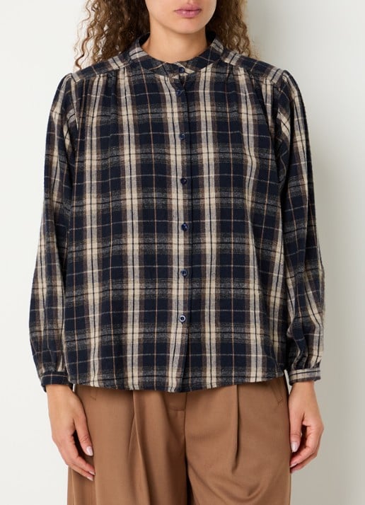 by-bar Jagger blouse met ruitdessin en ronde hals