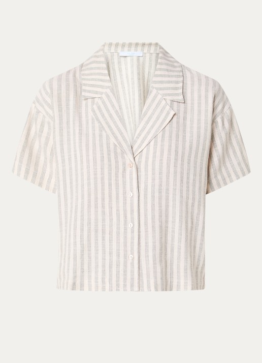 by-bar Jake Marine blouse in linnenblend  - voorkant creme
