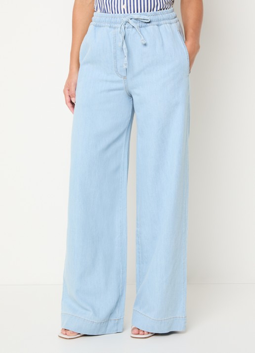 by-bar Jeff high waist straight fit broek van denim