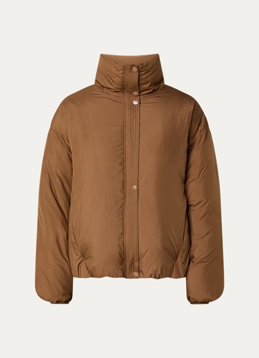 by-bar Joy gewatteerd jack met opstaand kraag en steekzakken - voorkant 3 cognac