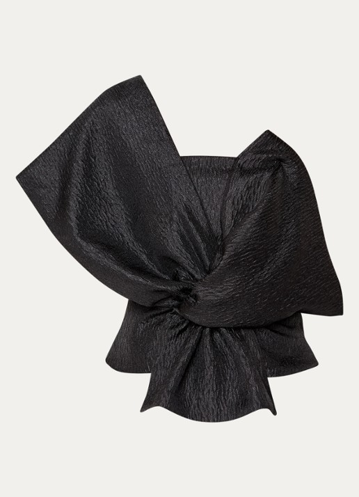 by-bar Jula on shoulder top met geknoopt detail en structuur - voorkant 3 zwart